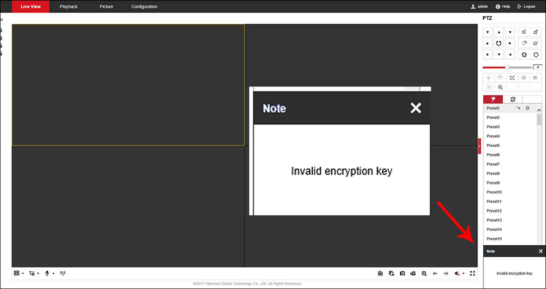 Invalid encryption key