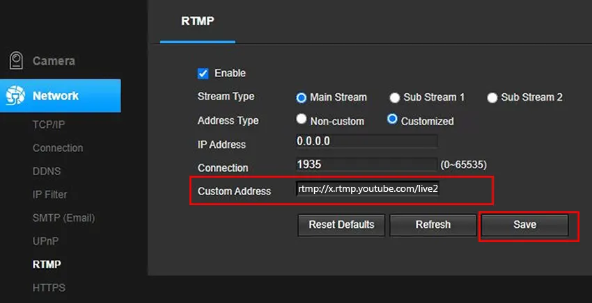How to stream an IP Camera to YouTube
