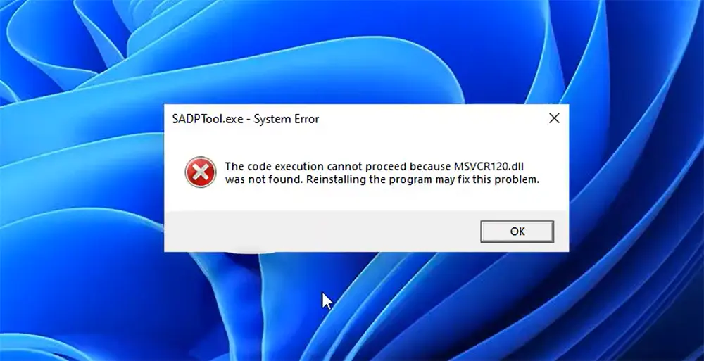 ix MSVCR120.DLL file missing problem for SADP tool