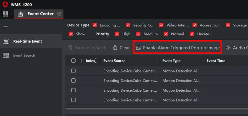 How to disable iVMS-4200 pop-up alerts