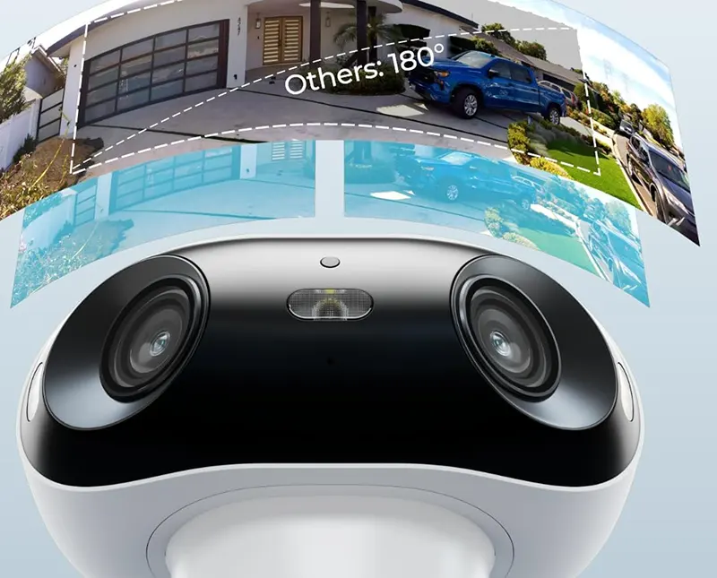 REOLINK Argus 4 Pro showing 180-degree panoramic view comparison day and night ColorX